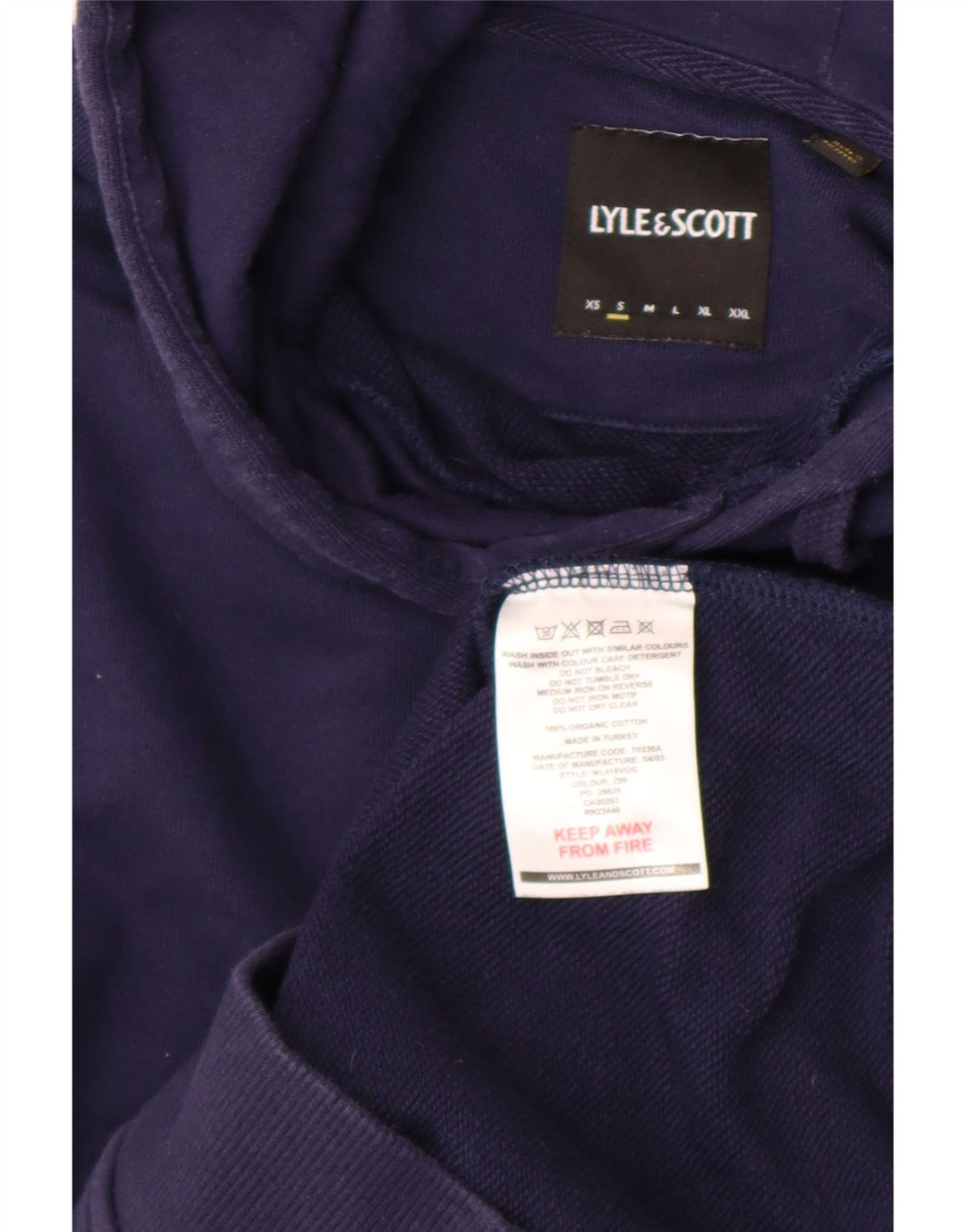 Lyle & Scott Mens Hoodie Jumper Small Navy Blue Cotton