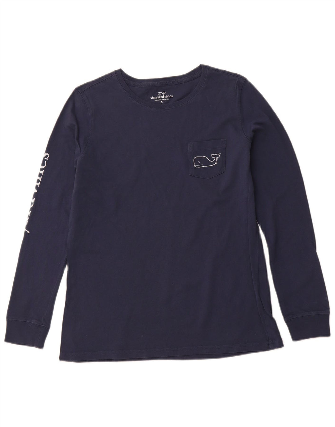 VINEYARD VINES Mens Graphic Top Long Sleeve Small Navy Blue Cotton