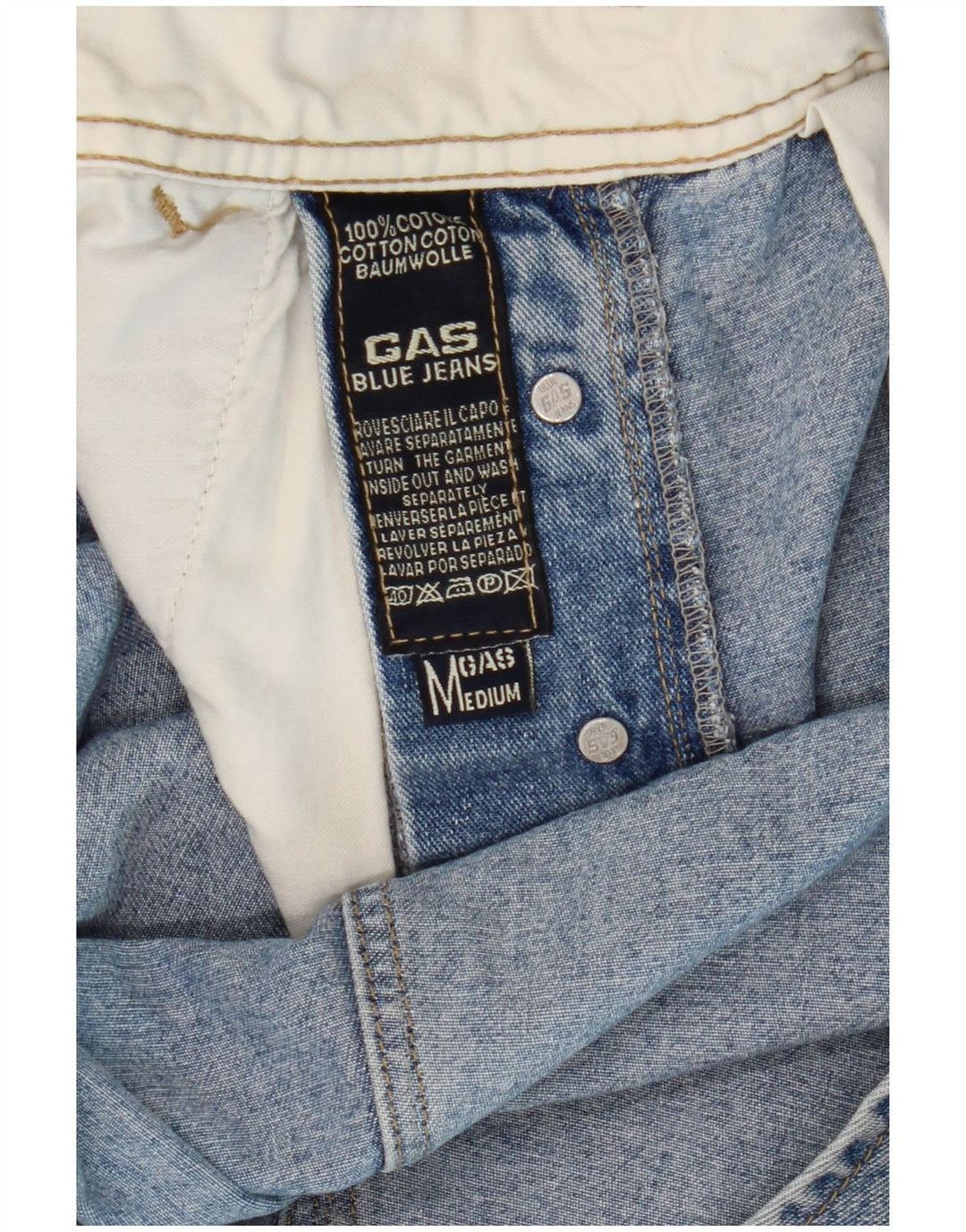 Gas Mens Cargo Dungarees Jeans Medium W34 L31 Blue Cotton