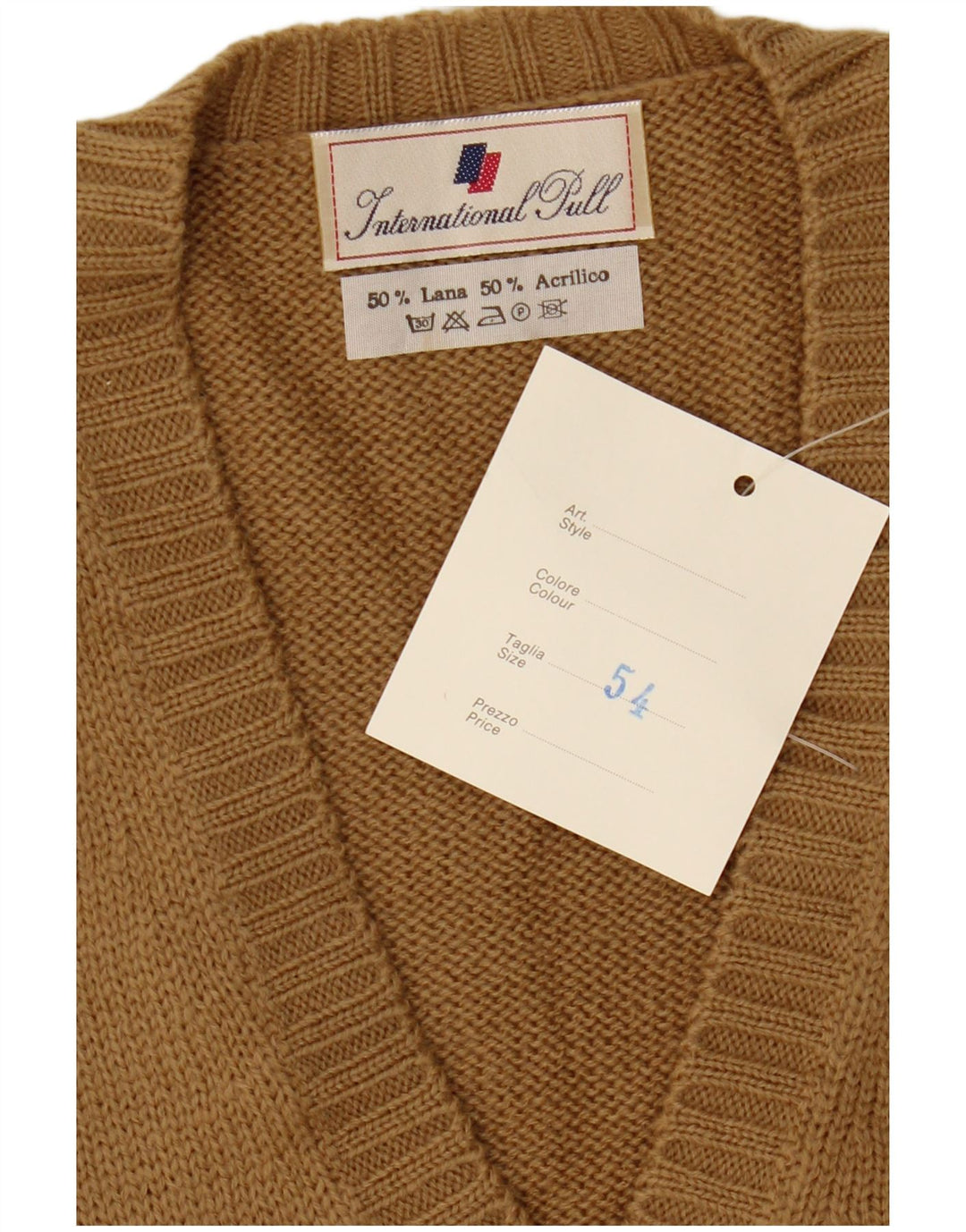 Vintage Mens Vest Tank Top IT 54 XL Beige Wool