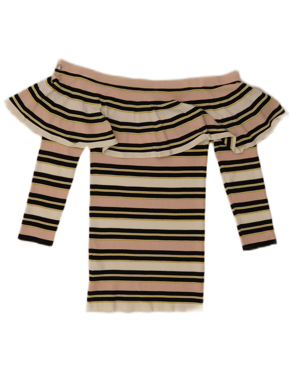 Patrizia Pepe Womens Off Shoulder Top US 2 XS Multicoloured Striped