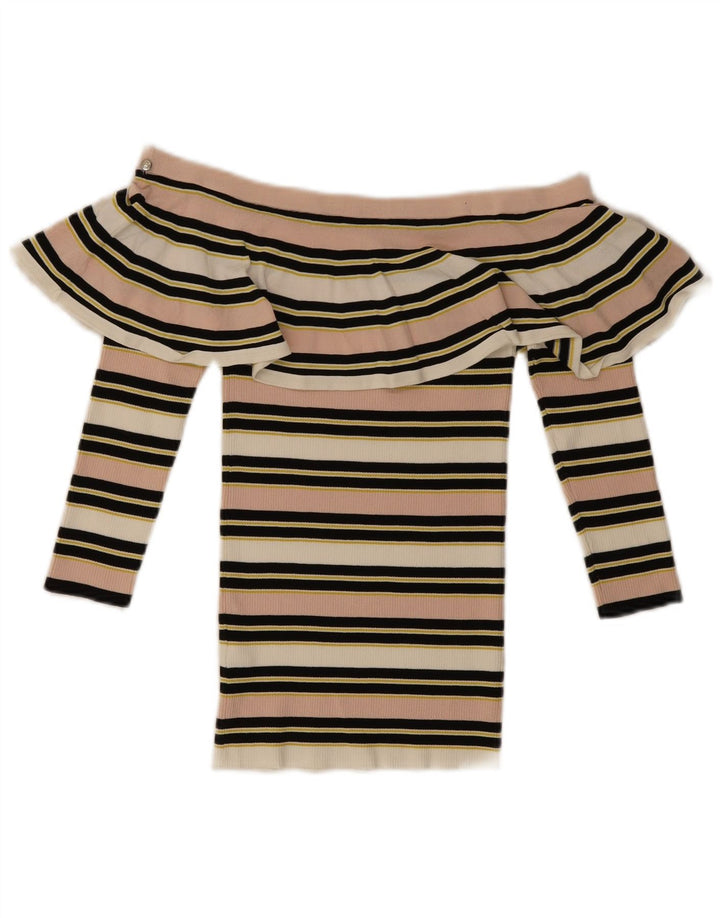 Patrizia Pepe Womens Off Shoulder Top US 2 XS Multicoloured Striped