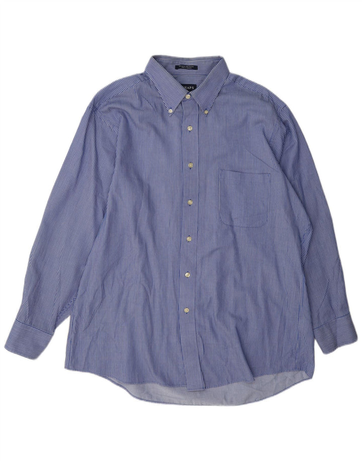 Chaps Mens Shirt Size 16 1/2 Large Blue Pinstripe Cotton