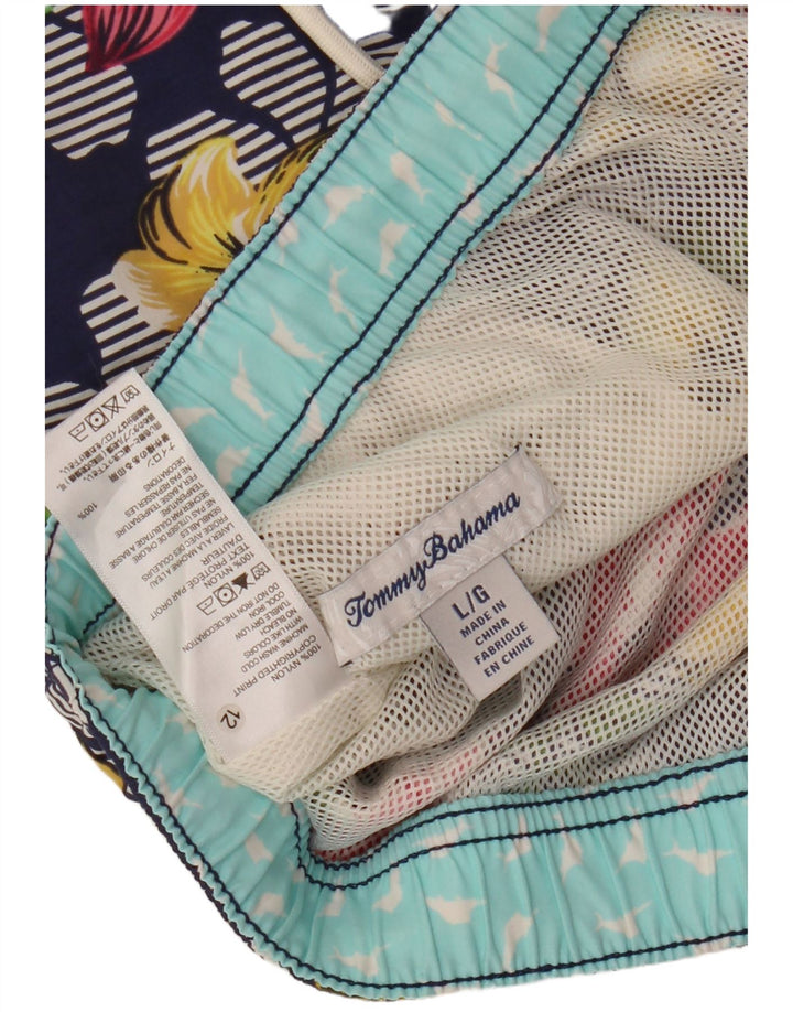 Tommy Bahama Mens Hawaiian Swimming Shorts Large Navy Blue Floral Nylon