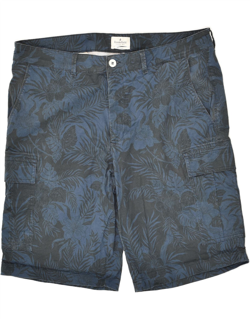 BROOKSFIELD Mens Cargo Shorts IT 54 2XL W38 Blue Floral Cotton | Vintage Brooksfield | Thrift | Second-Hand Brooksfield | Used Clothing | Messina Hembry 