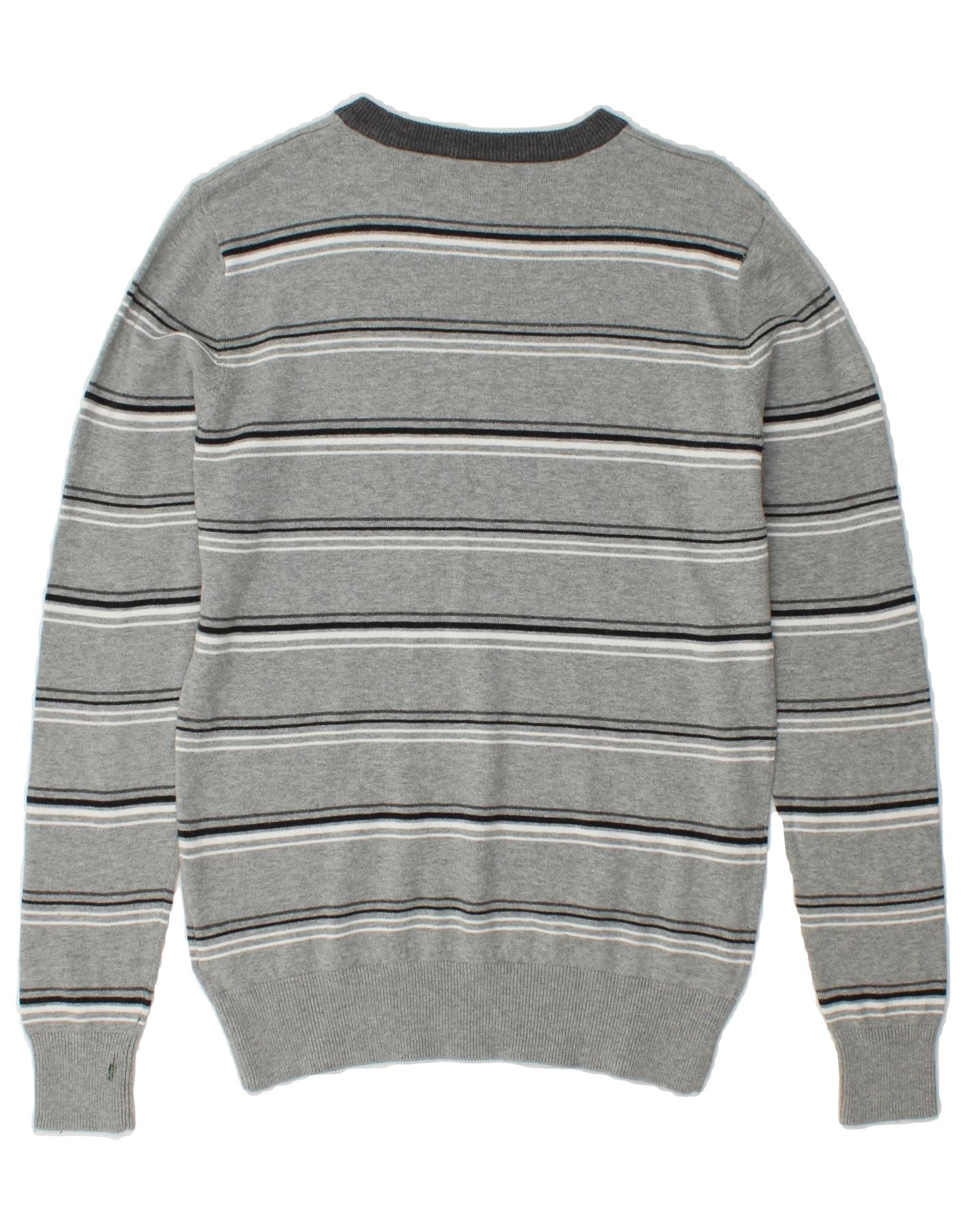 FILA Mens Crew Neck Jumper Sweater Small Grey Striped Cotton