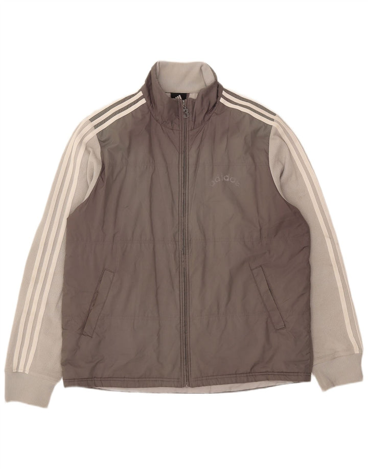 Adidas Mens Padded Jacket UK 40 Large Grey Colourblock Polyester