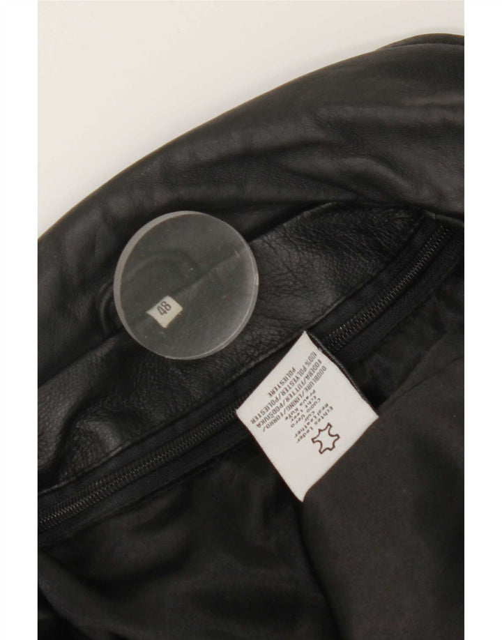 Vintage Mens Leather Jacket IT 48 Medium Black Leather