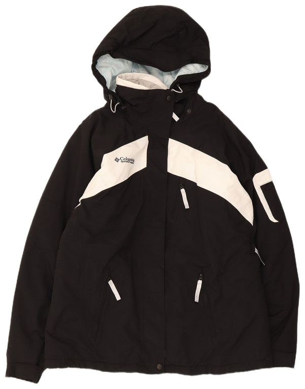 Columbia Womens Hooded Ski Jacket UK 18 XL Black Colourblock Nylon