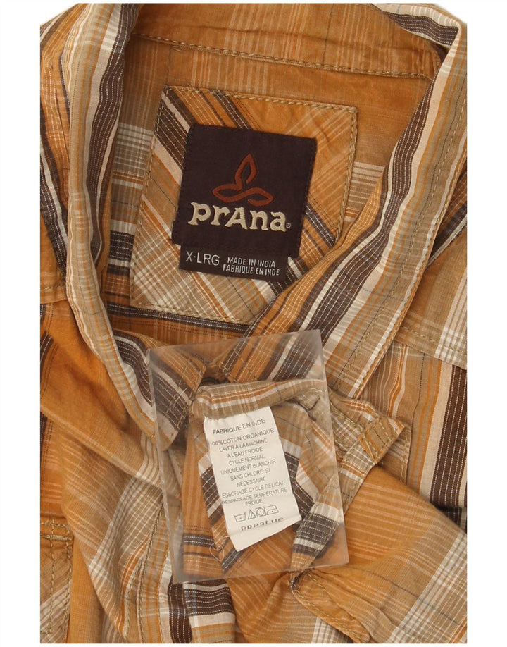 Prana Mens Shirt XL Yellow Check Cotton