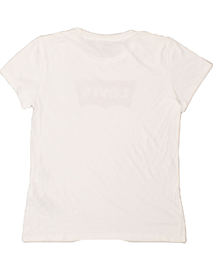 LEVI'S Womens Graphic T-Shirt Top UK 14 Medium White Cotton | Vintage Levi's | Thrift | Second-Hand Levi's | Used Clothing | Messina Hembry 