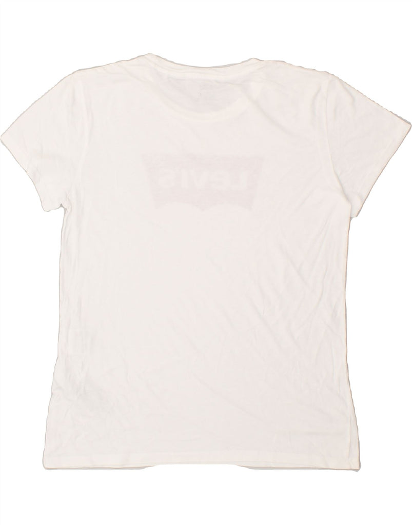 LEVI'S Womens Graphic T-Shirt Top UK 14 Medium White Cotton | Vintage Levi's | Thrift | Second-Hand Levi's | Used Clothing | Messina Hembry 