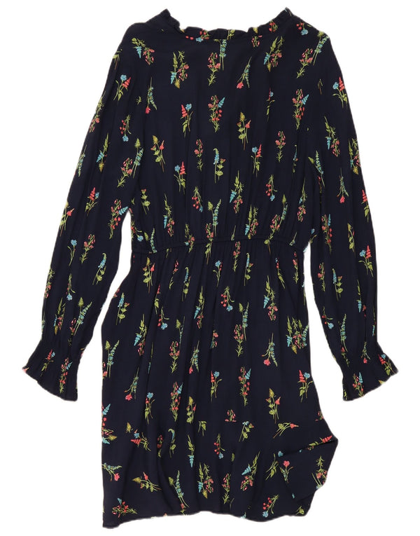 Marks & Spencer Womens Long Sleeve A-Line Dress UK 10 Small Navy Blue