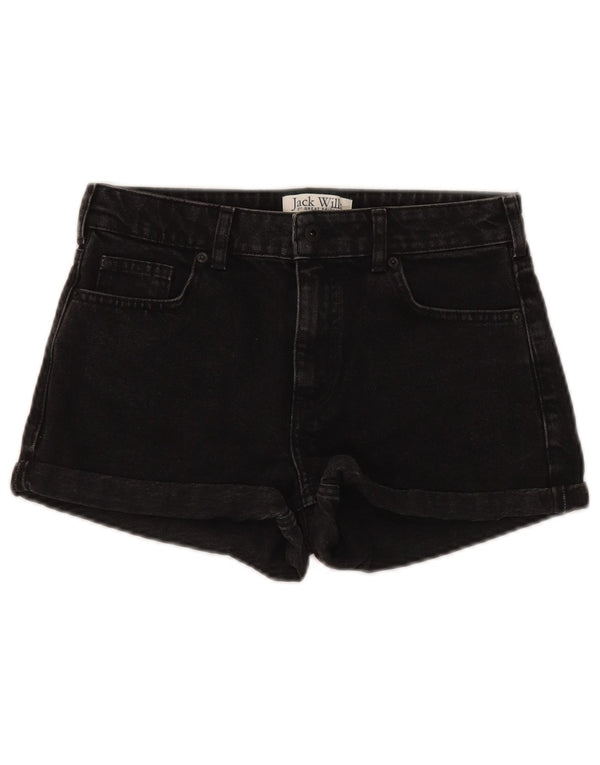 Jack Wills Womens Denim Shorts UK 8 Small W28 Black Cotton