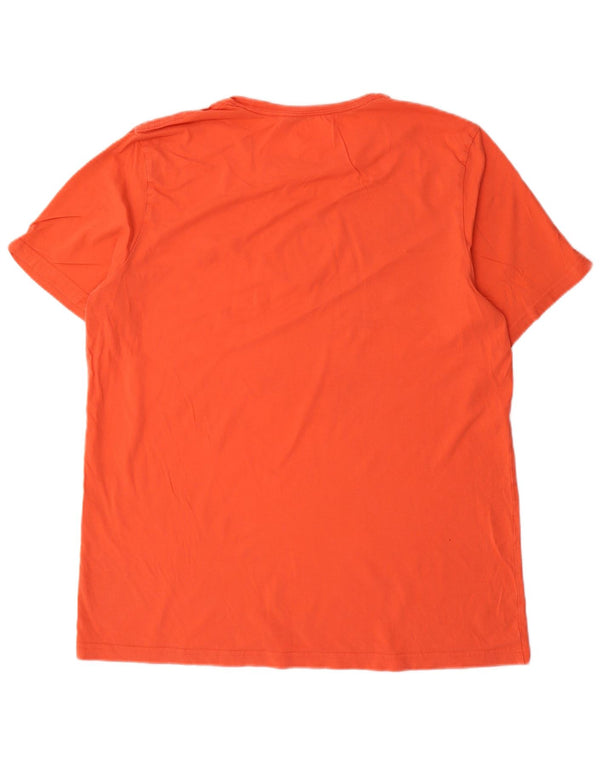 Tommy Hilfiger Mens T-Shirt Top Large Orange Cotton