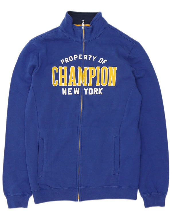 Champion Boys Graphic Tracksuit Top Jacket 13-14 Years XL Blue Cotton