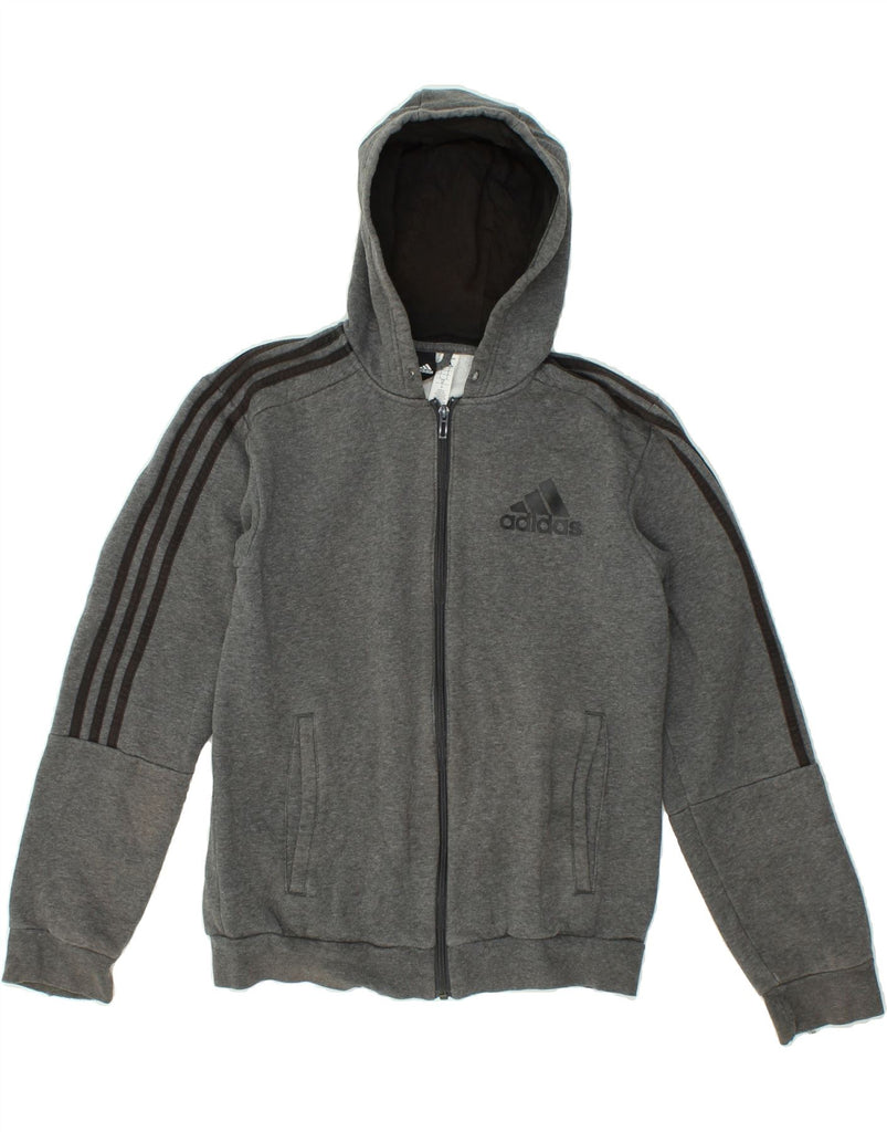 ADIDAS Mens Stretch Graphic Zip Hoodie Sweater Small Grey Cotton | Vintage Adidas | Thrift | Second-Hand Adidas | Used Clothing | Messina Hembry 