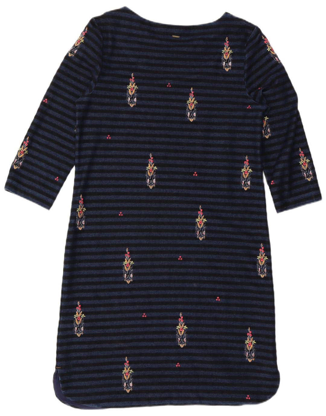 White Stuff Womens 3/4 Sleeve Shift Dress UK 12 Medium Navy Blue Striped