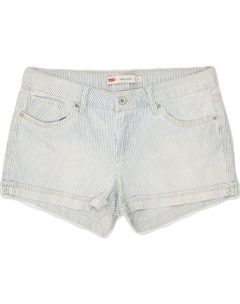 LEVI'S Womens Hot Pants US 11 Large W34  White Pinstripe Cotton | Vintage Levi's | Thrift | Second-Hand Levi's | Used Clothing | Messina Hembry 