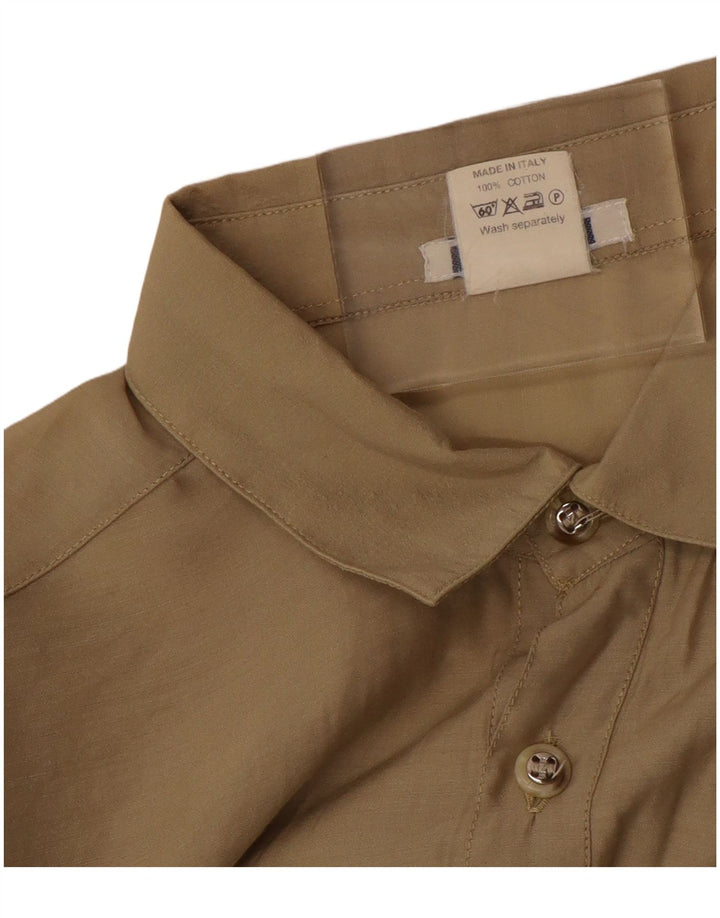 Vintage Mens Short Sleeve Pullover Shirt Large Beige Cotton
