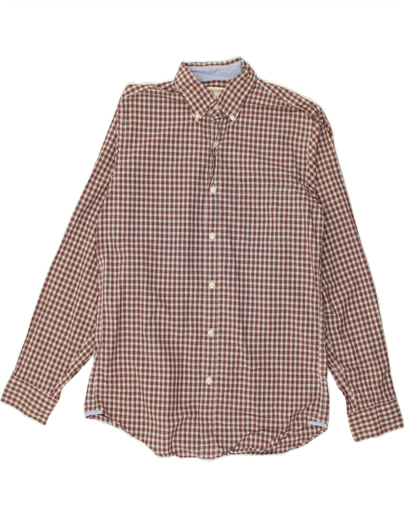 J. CREW Mens Shirt Small Maroon Check Cotton | Vintage J. Crew | Thrift | Second-Hand J. Crew | Used Clothing | Messina Hembry 