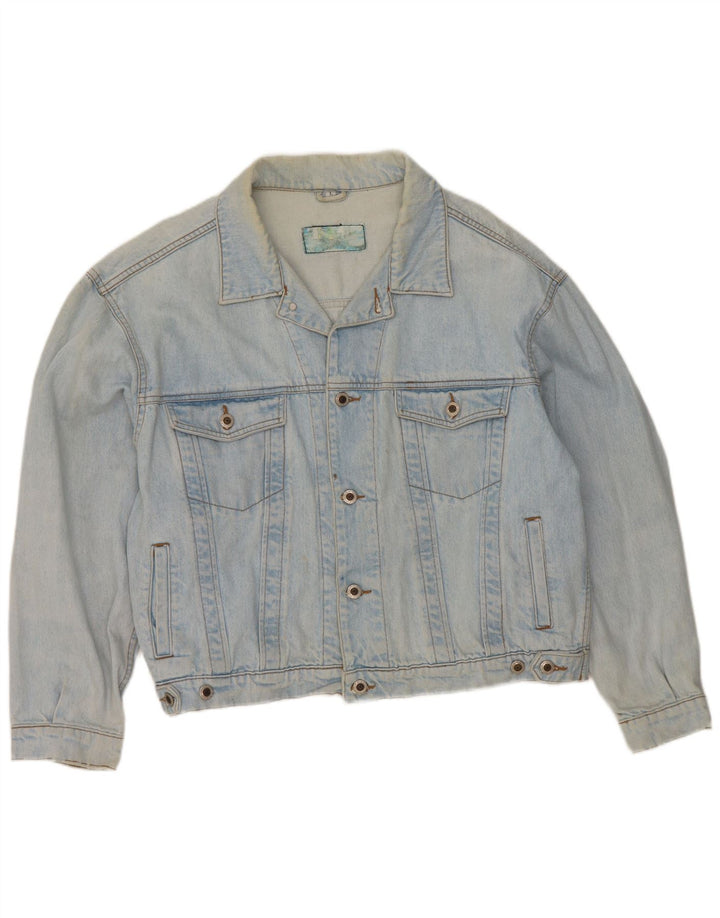 C&A Womens Crop Oversized Denim Jacket UK 16 Large Blue Cotton