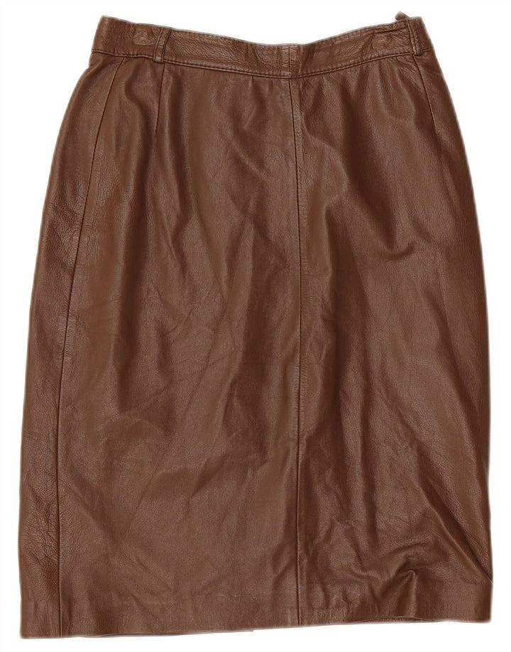 Vintage Womens Leather Skirt W26 Small  Brown Leather