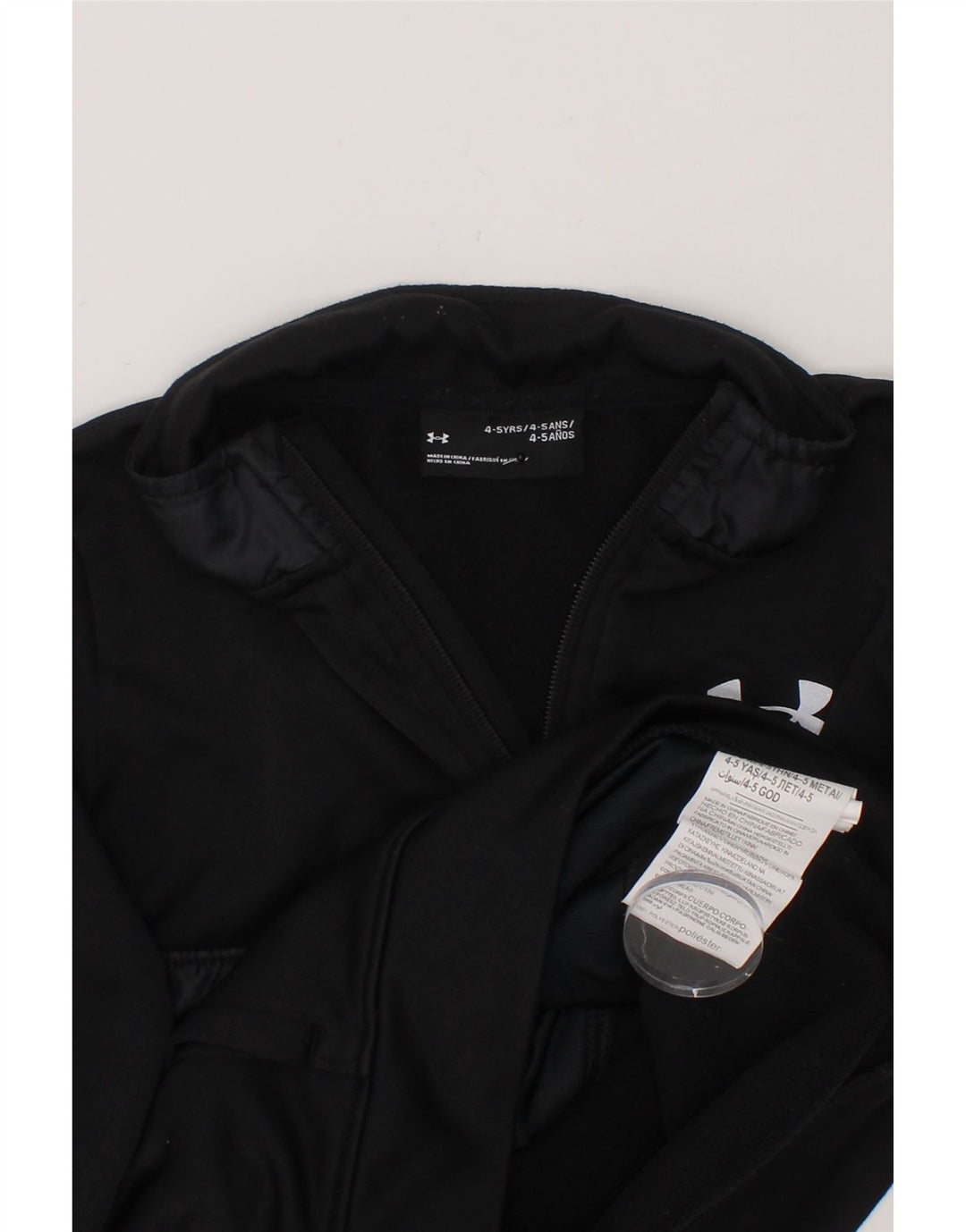 UNDER ARMOUR Boys Zip Neck Sweatshirt Jumper 4-5 Years Black Polyester Vintage Under Armour and Second-Hand Under Armour from Messina Hembry 