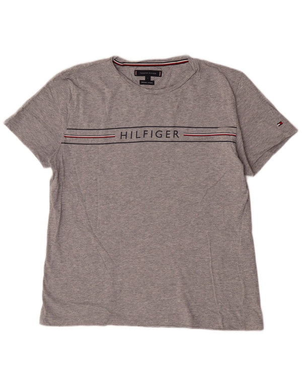 Tommy Hilfiger Womens Short Sleeve Graphic T-Shirt Top Large Grey Cotton