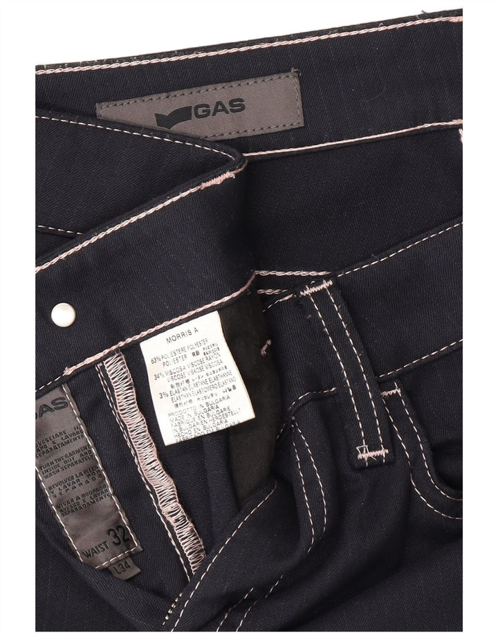 GAS Womens Straight Casual Trousers W32 L26 Navy Blue Polyester