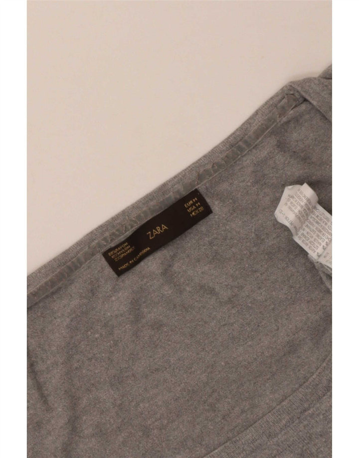 Zara Womens Boat Neck Jumper Sweater UK 12 Medium Grey Rayon