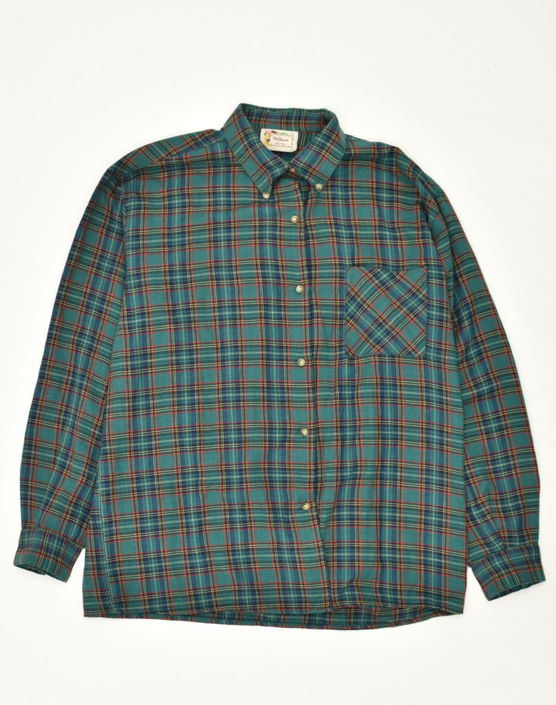 VINTAGE Womens Flannel Shirt UK 14 Large Green Check Polyester | Vintage Vintage | Thrift | Second-Hand Vintage | Used Clothing | Messina Hembry 