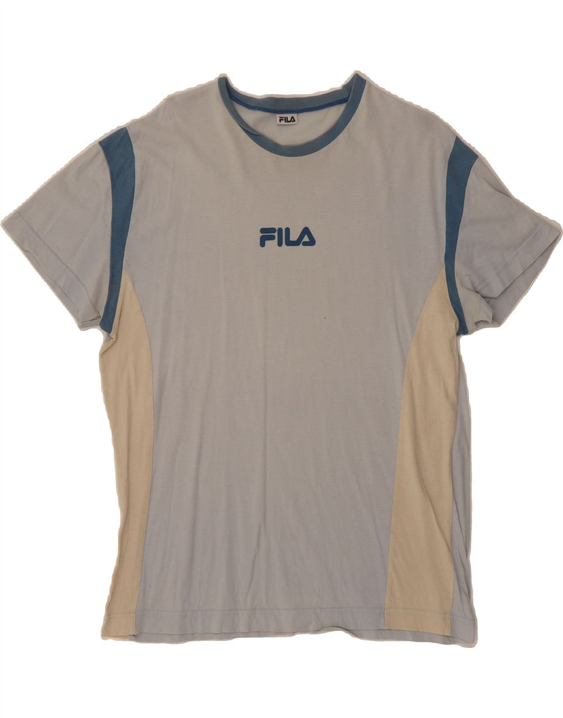 FILA Mens Graphic T-Shirt Top Medium Blue Colourblock Vintage Fila and Second-Hand Fila from Messina Hembry 