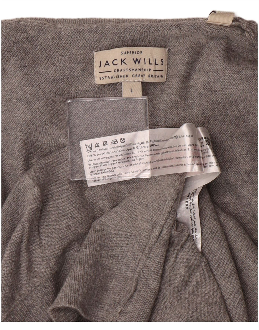 JACK WILLS Womens Roll Neck Jumper Sweater UK 16 Large Grey Cotton