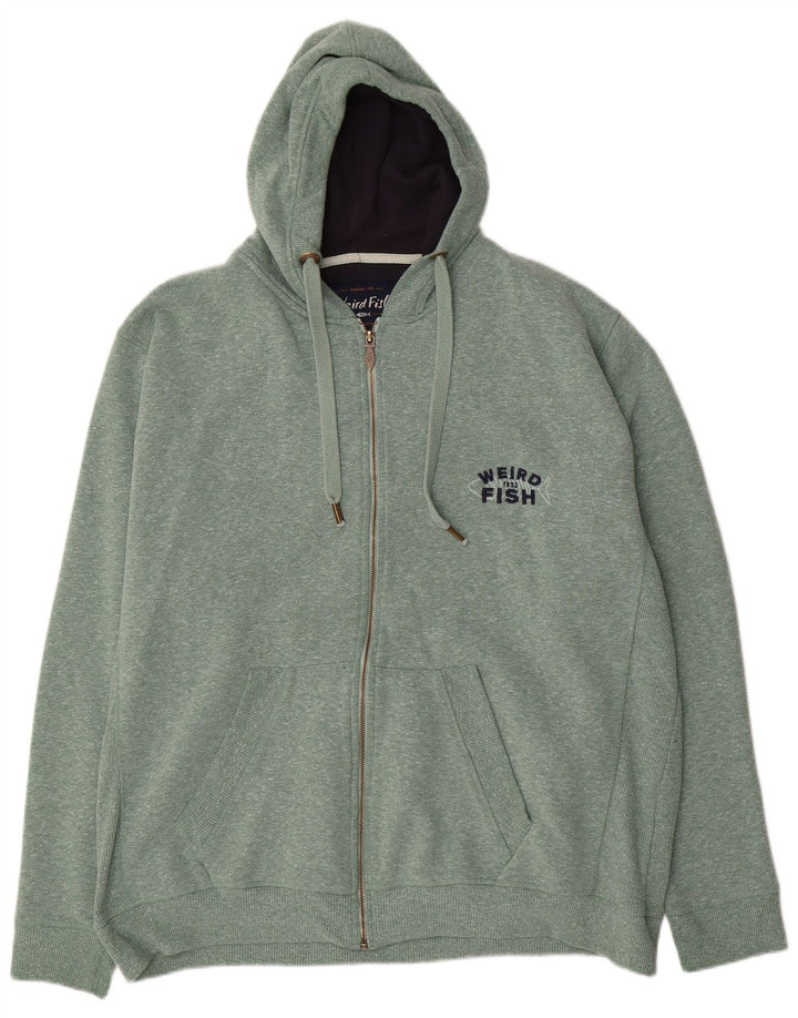 Weird Fish Mens Zip Hoodie Sweater 3XL Green Polyester