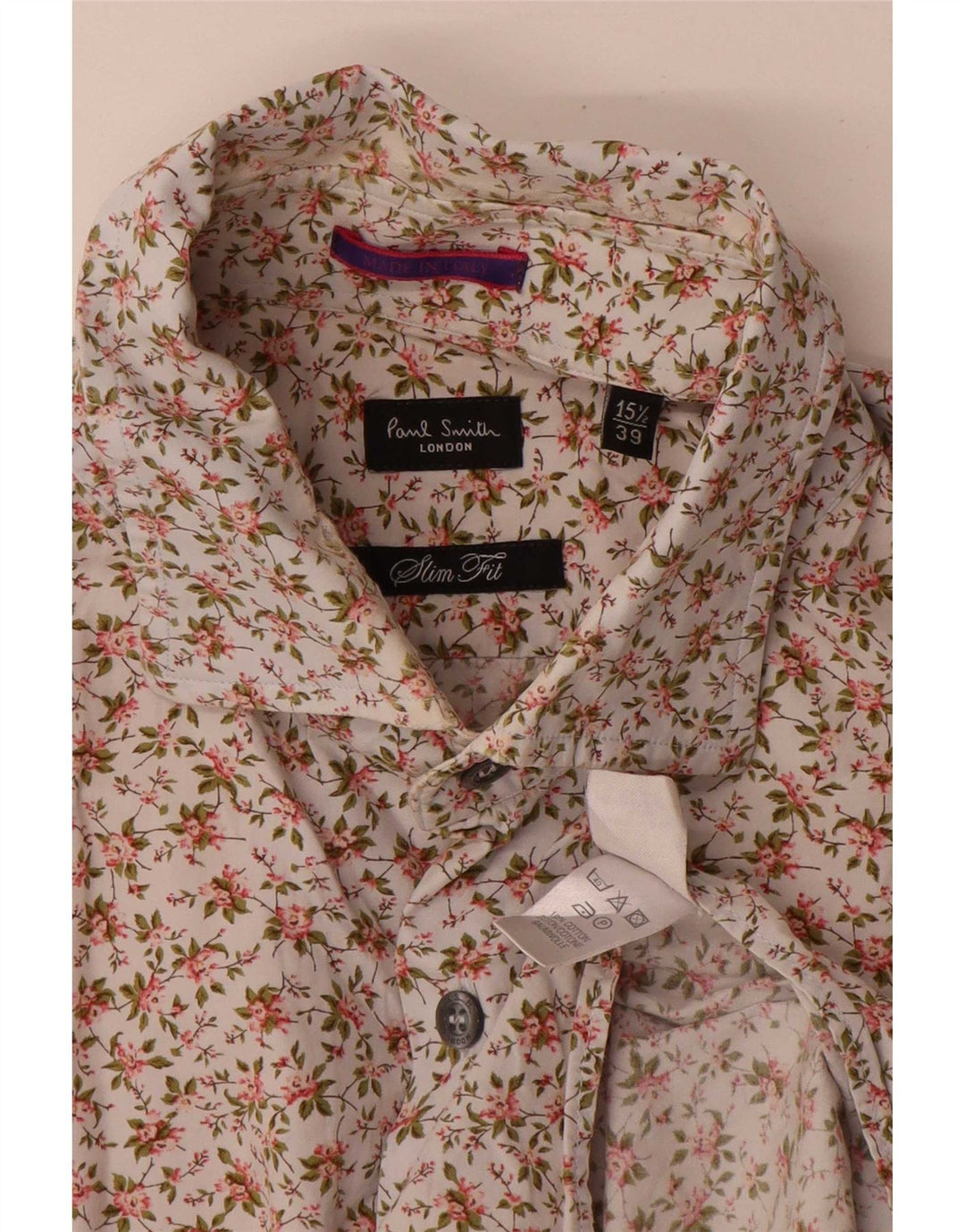 Paul Smith Mens Slim Fit Shirt Size 39 15 1/2 Medium Multicoloured Floral