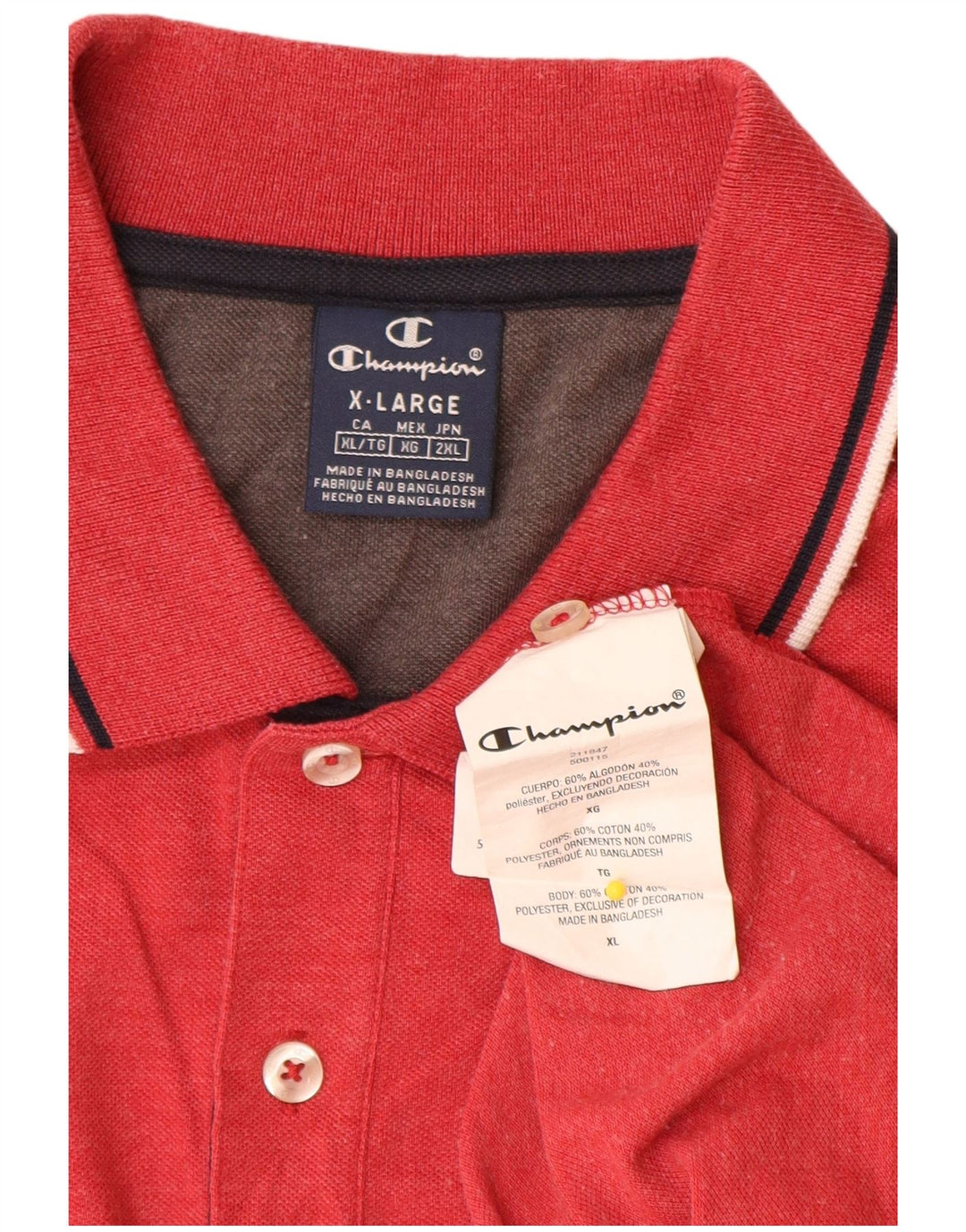 Champion Mens Polo Shirt XL Red Cotton