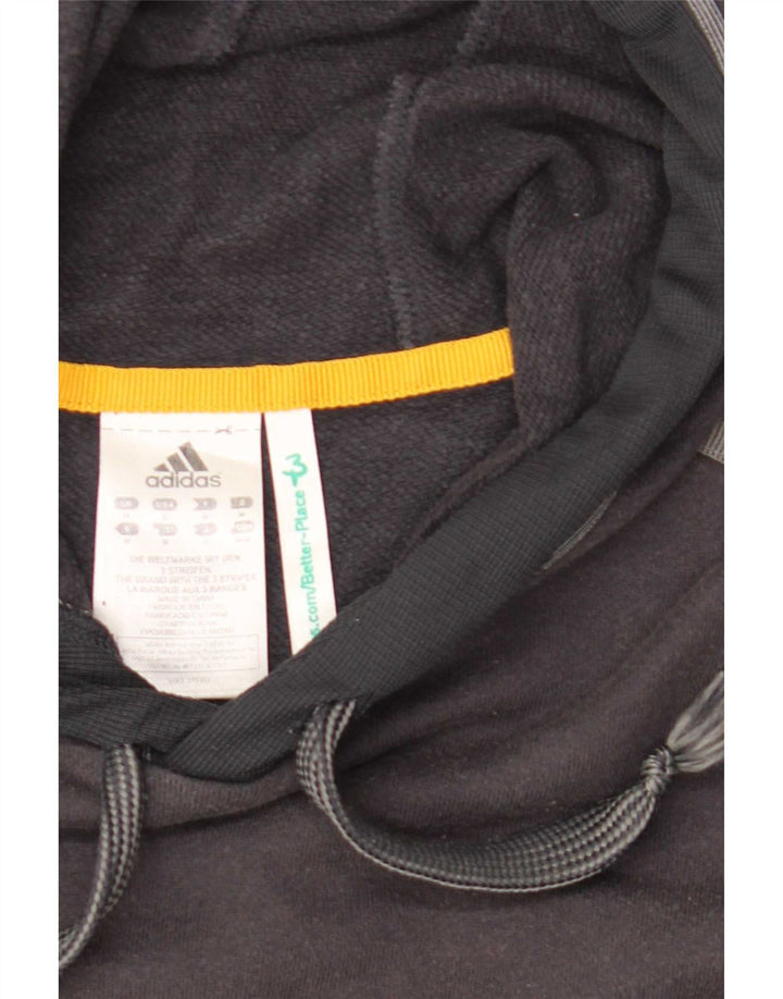 Adidas Mens Hoodie Jumper Medium Black Colourblock Cotton