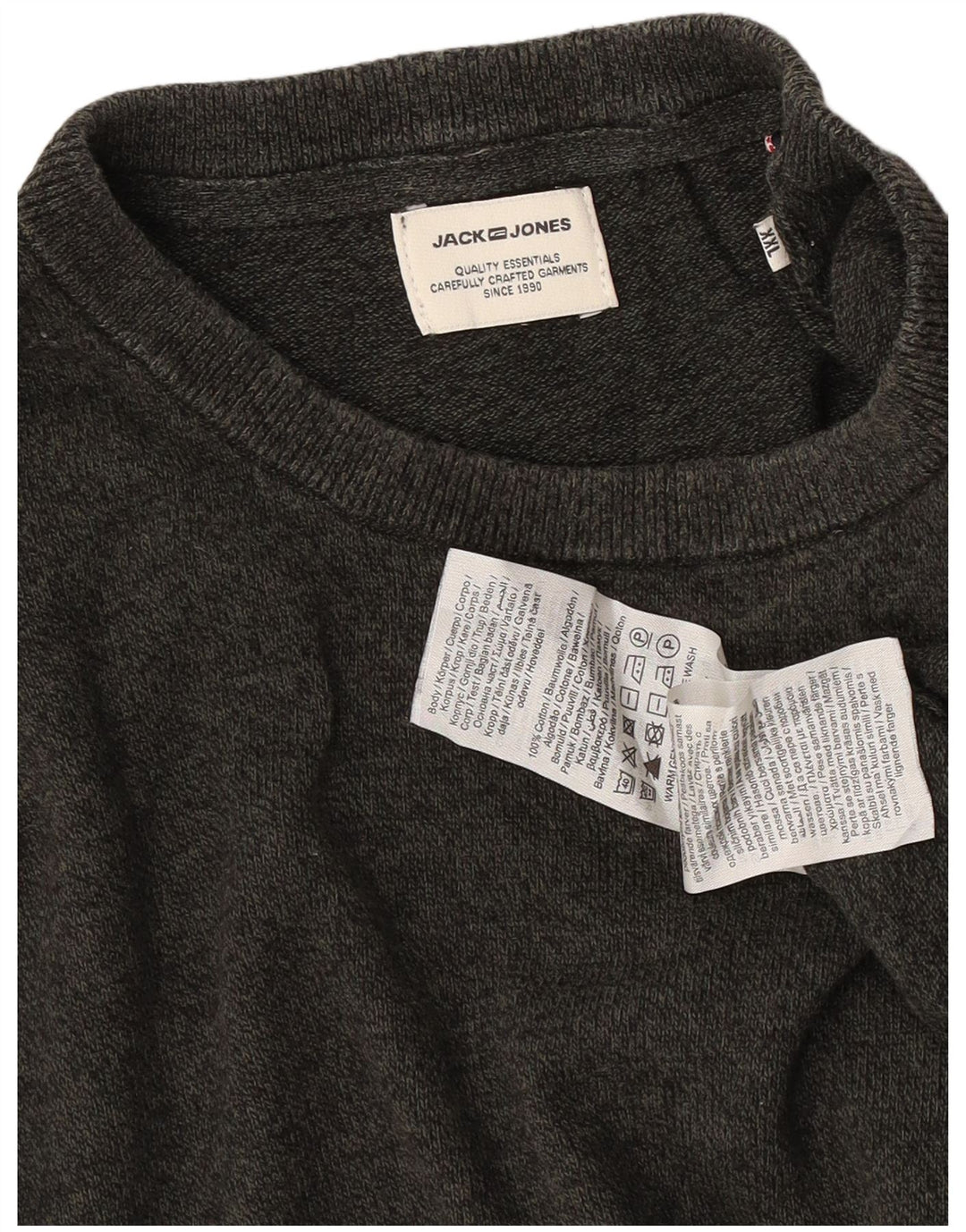 Jack & Jones Mens Crew Neck Jumper Sweater 2XL Grey Cotton