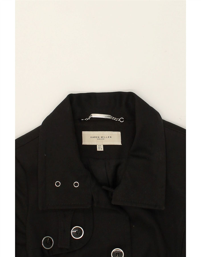 KAREN MILLEN Womens Overcoat UK 8 Small Black Cotton | Vintage Karen Millen | Thrift | Second-Hand Karen Millen | Used Clothing | Messina Hembry 