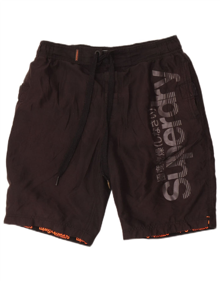 Superdry Mens Graphic Swimming Shorts Medium  Black Polyester