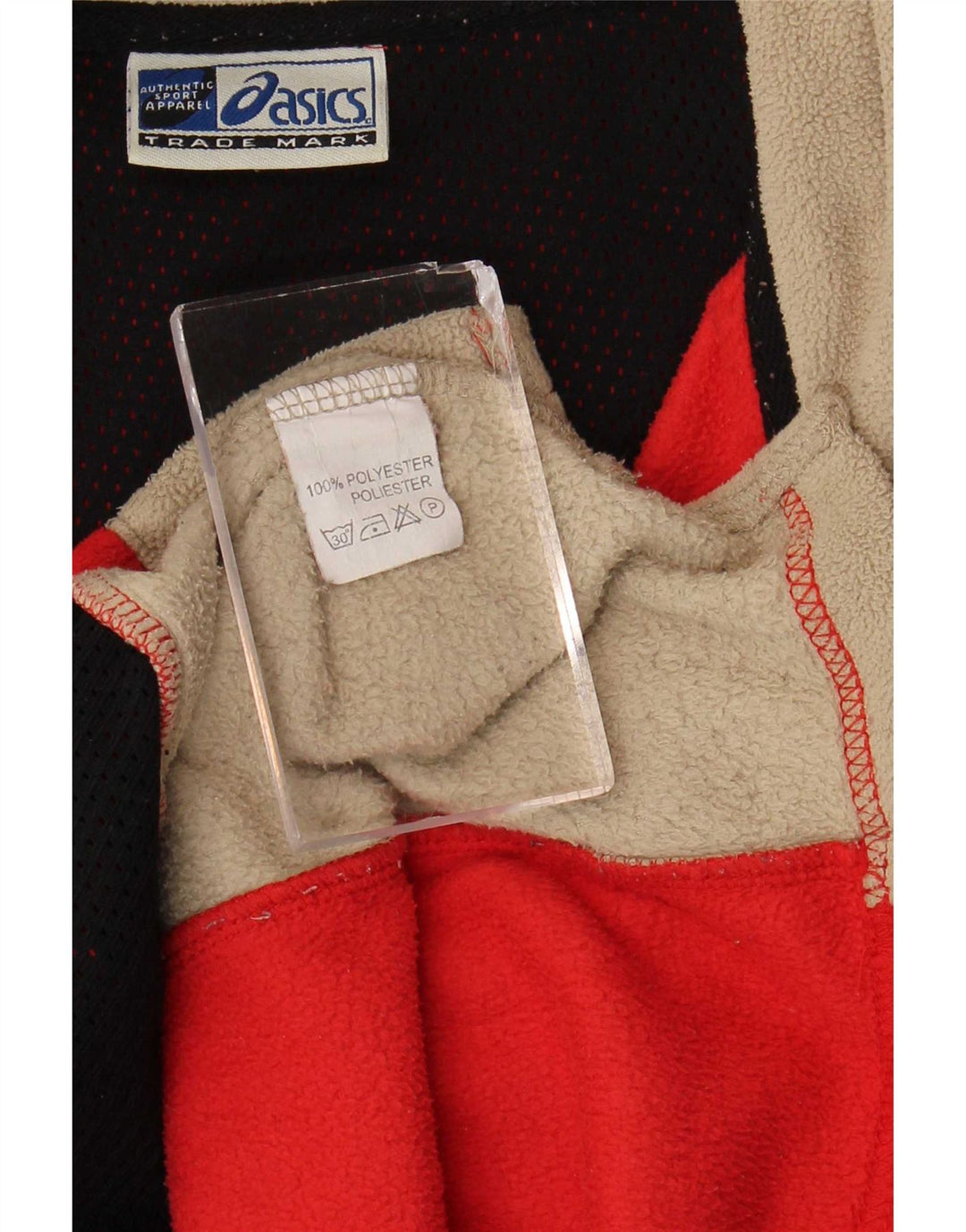 Asics Mens Zip Neck Fleece Jumper XL Red Colourblock Polyester