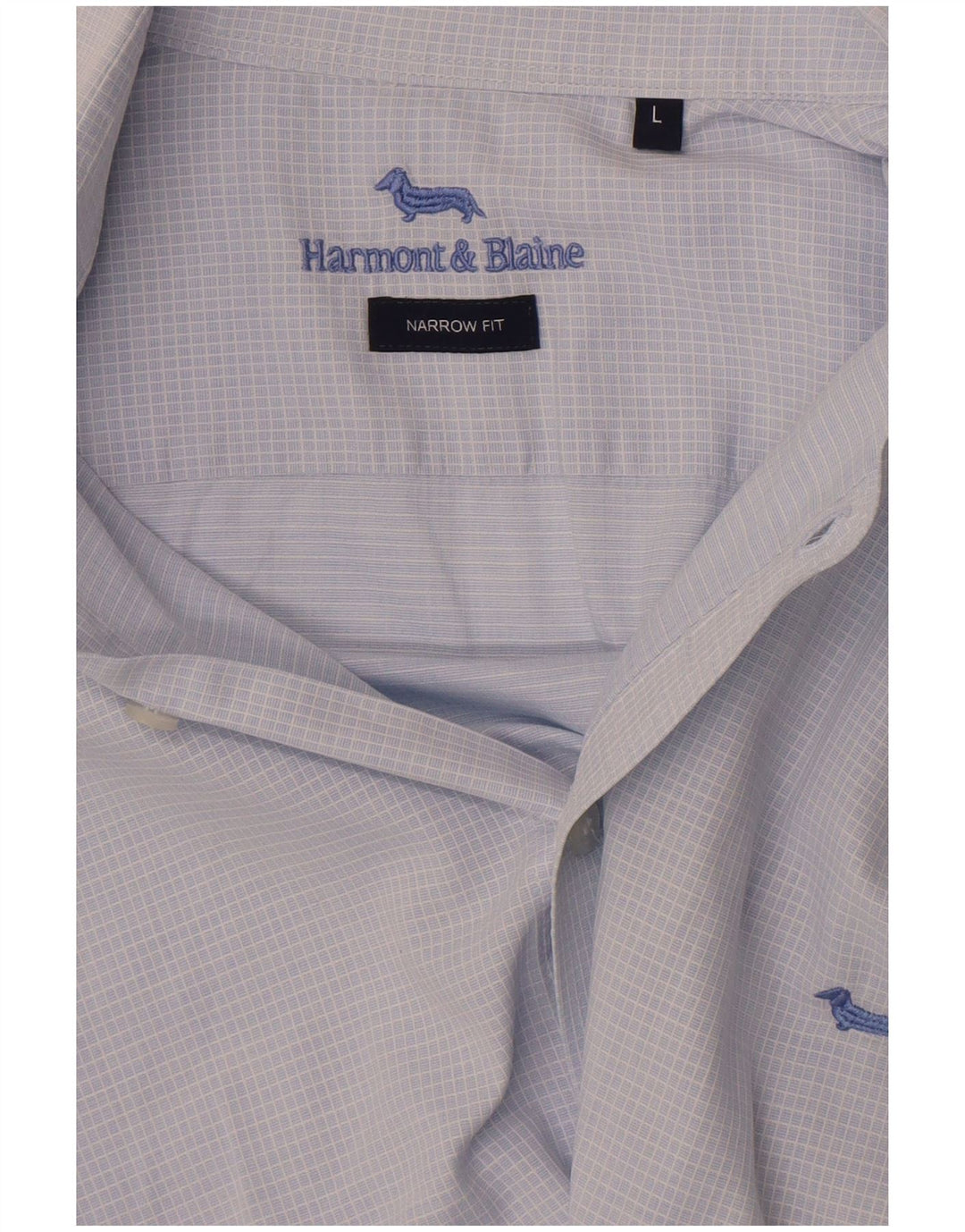 Harmont & Blaine Mens Narrow Fit Shirt Large Blue Gingham