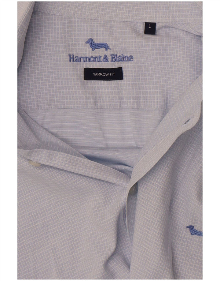 Harmont & Blaine Mens Narrow Fit Shirt Large Blue Gingham