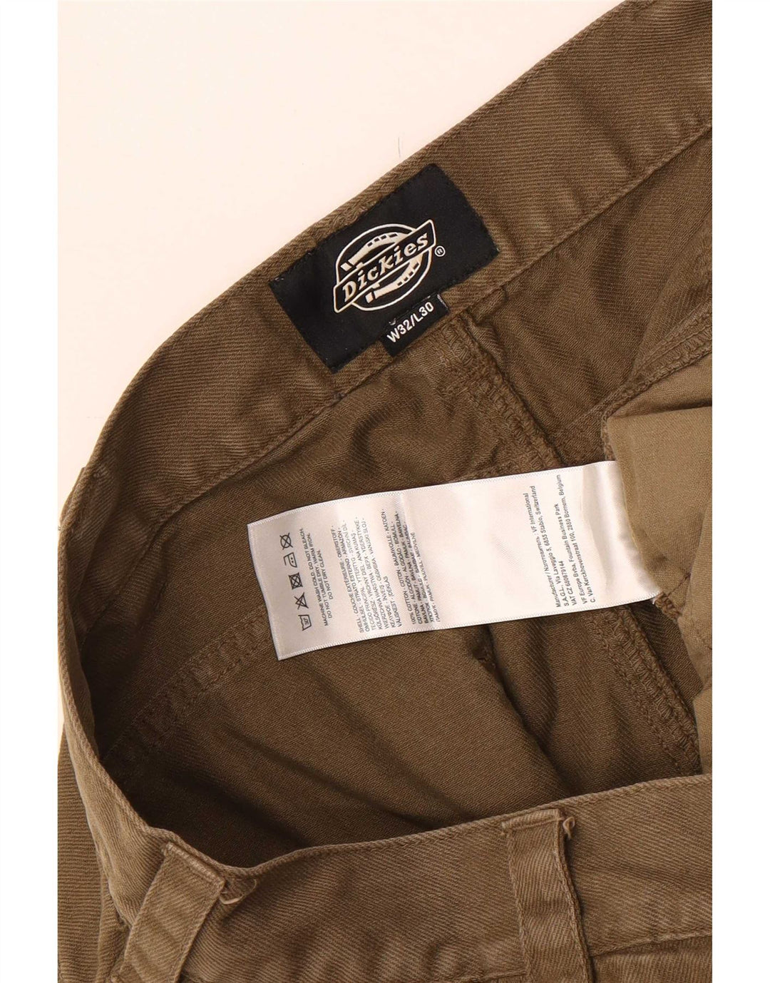 Dickies Mens Straight Cargo Trousers W32 L30 Khaki Cotton