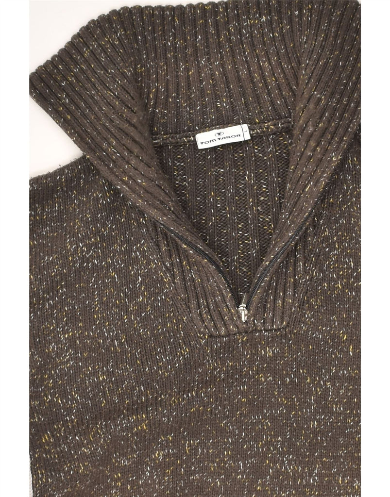 TOM TAILOR Mens Roll Neck Jumper Sweater Large Brown Flecked Cotton | Vintage Tom Tailor | Thrift | Second-Hand Tom Tailor | Used Clothing | Messina Hembry 