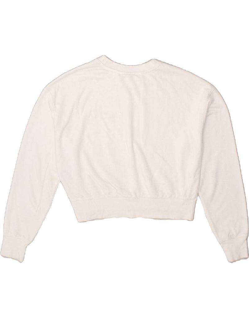 CHAMPION Womens Oversized Crop Sweatshirt Jumper UK 14 Medium White Cotton Vintage Champion and Second-Hand Champion from Messina Hembry 