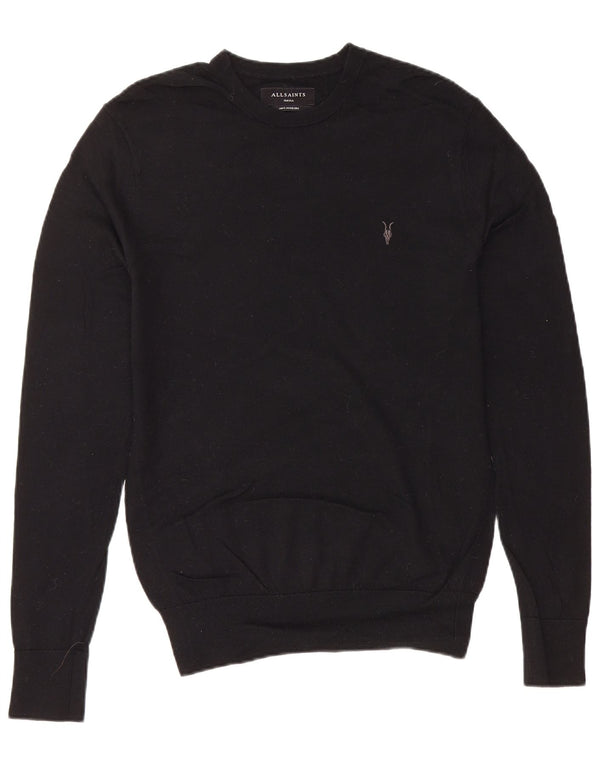 ALL SAINTS Mens Crew Neck Jumper Sweater Small Black Merino Wool