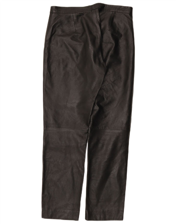 Conbipel Womens Straight Leather Trousers IT 48 XL W30 L29 Black Leather