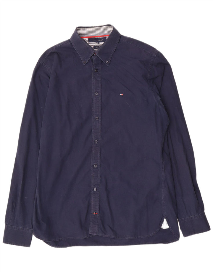 Tommy Hilfiger Mens Custom Fit Shirt Medium Navy Blue
